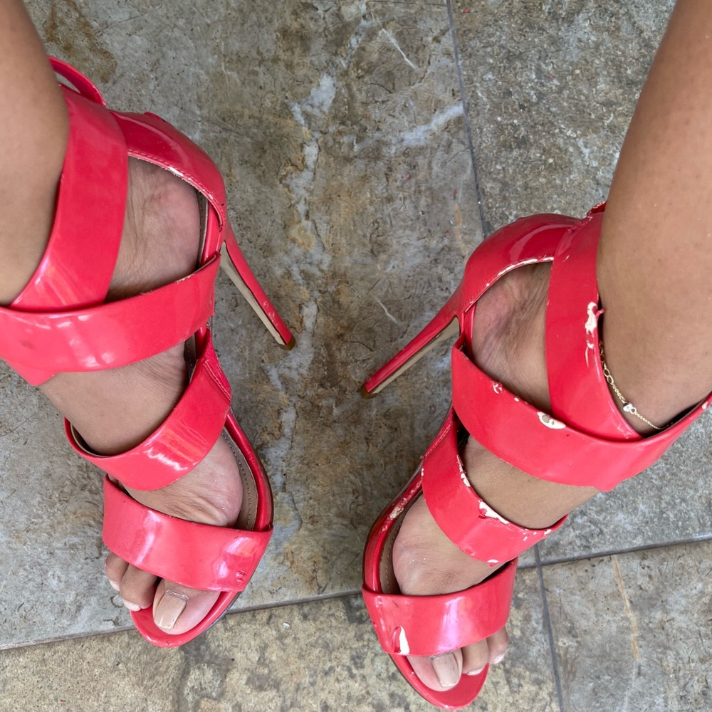 papaya pink aldo heels shoes size 6.5